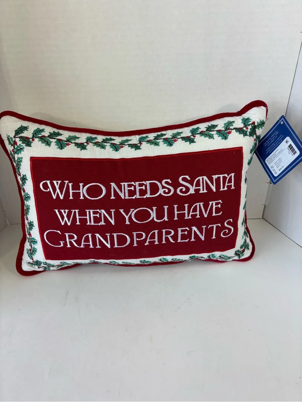 Southern Living Needlepoint Christmas Pillow NWT Grandparents Santa $59 New